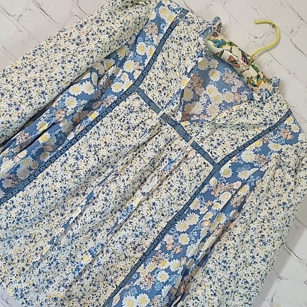 Anthropologie Solitaire Laura Peasant Floral Daisy Cottagecore Top Blouse Sz S - Picture 6 of 16